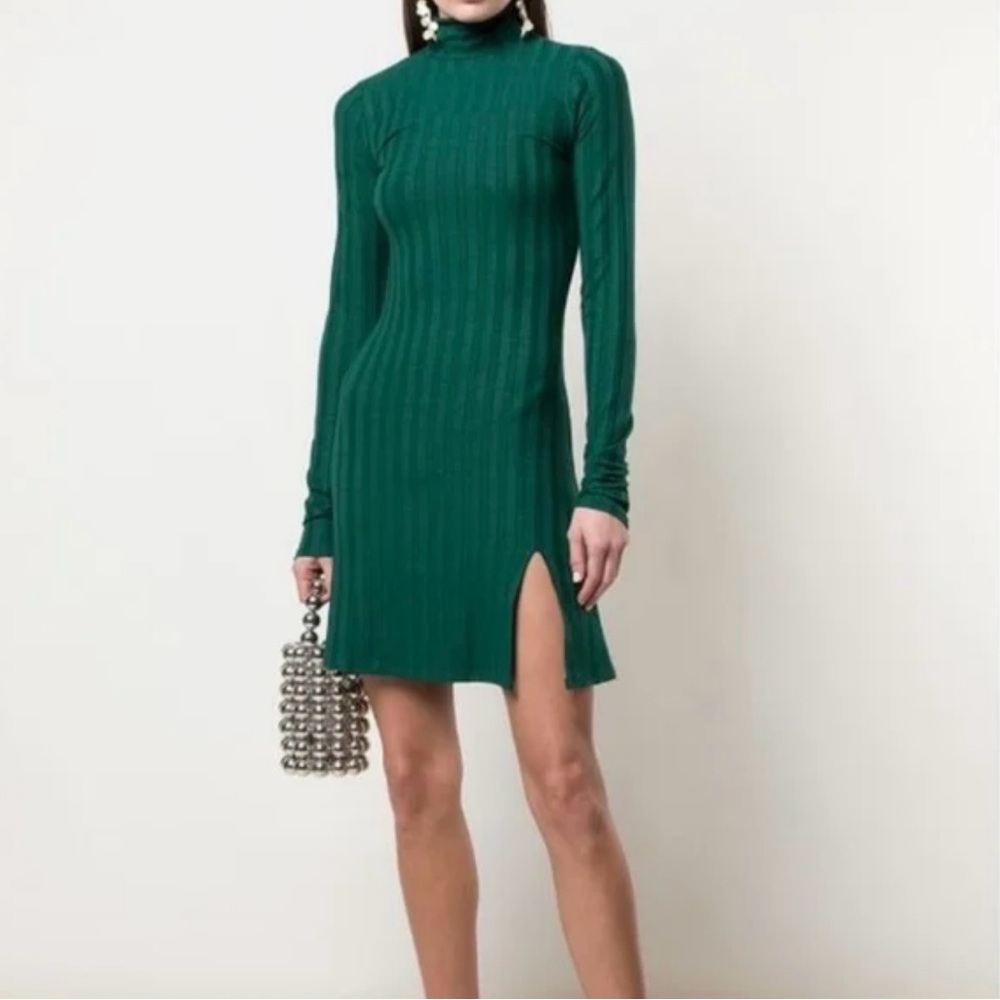 Reformation Libra Dress- Green Knit Dress - Size Small